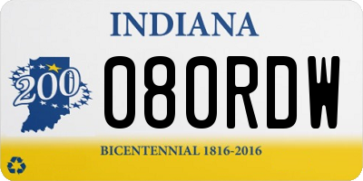 IN license plate 080RDW
