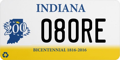 IN license plate 080RE