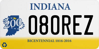 IN license plate 080REZ