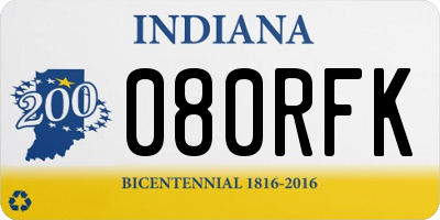 IN license plate 080RFK