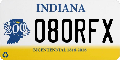 IN license plate 080RFX