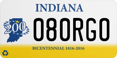 IN license plate 080RGO