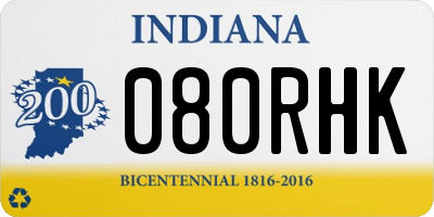 IN license plate 080RHK