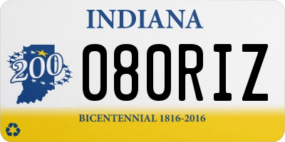 IN license plate 080RIZ