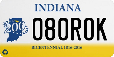 IN license plate 080ROK