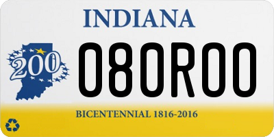 IN license plate 080ROO