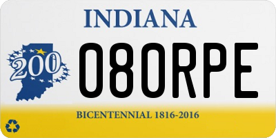 IN license plate 080RPE