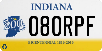 IN license plate 080RPF