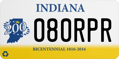 IN license plate 080RPR