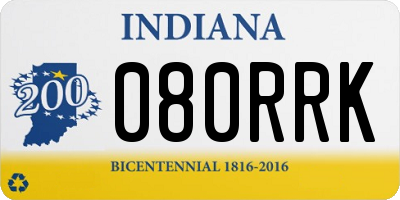 IN license plate 080RRK