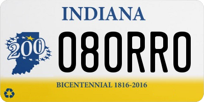 IN license plate 080RRO