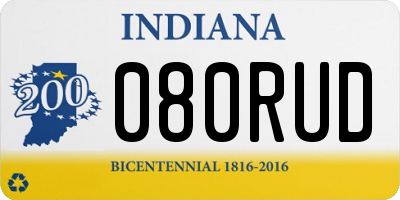 IN license plate 080RUD