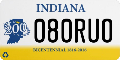IN license plate 080RUO