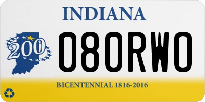 IN license plate 080RWO