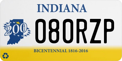 IN license plate 080RZP