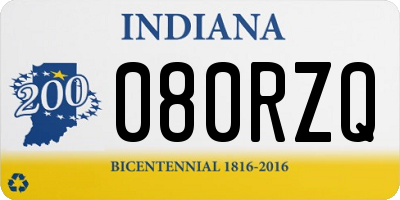 IN license plate 080RZQ