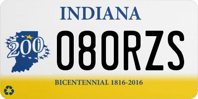 IN license plate 080RZS