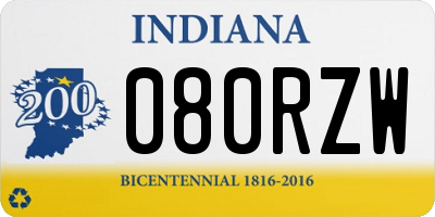 IN license plate 080RZW