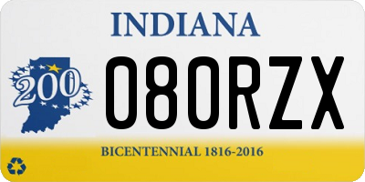 IN license plate 080RZX