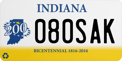 IN license plate 080SAK