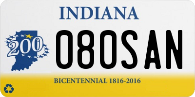 IN license plate 080SAN