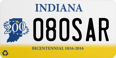 IN license plate 080SAR