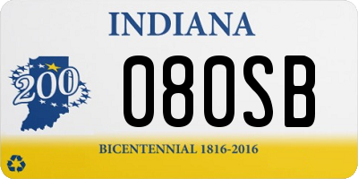 IN license plate 080SB