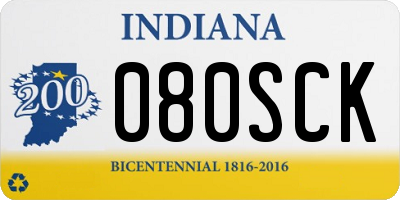 IN license plate 080SCK