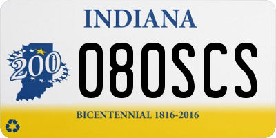 IN license plate 080SCS