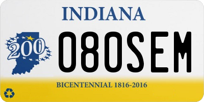IN license plate 080SEM