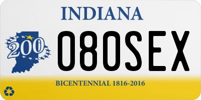 IN license plate 080SEX