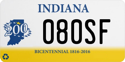 IN license plate 080SF