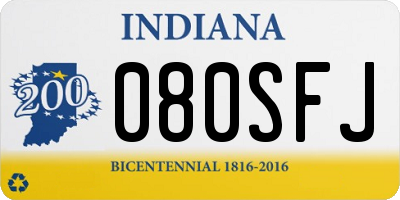 IN license plate 080SFJ