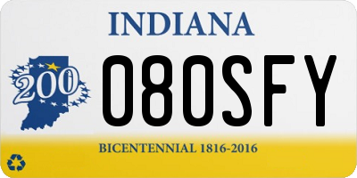 IN license plate 080SFY