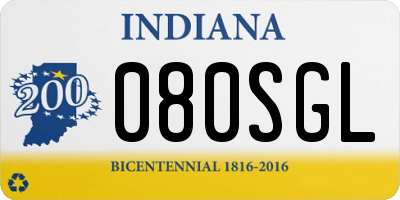 IN license plate 080SGL