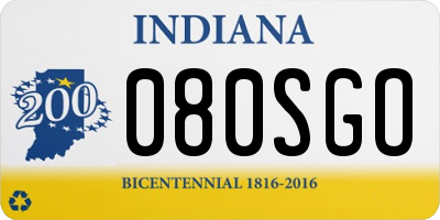IN license plate 080SGO