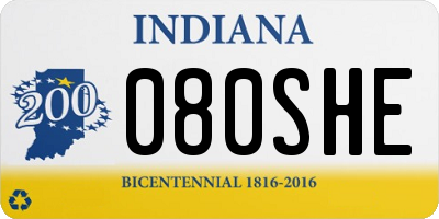 IN license plate 080SHE