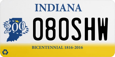 IN license plate 080SHW