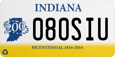 IN license plate 080SIU