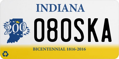 IN license plate 080SKA