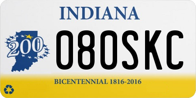 IN license plate 080SKC