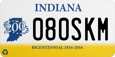 IN license plate 080SKM