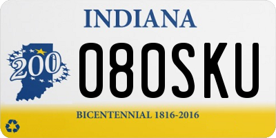 IN license plate 080SKU