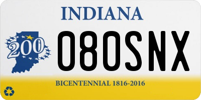 IN license plate 080SNX