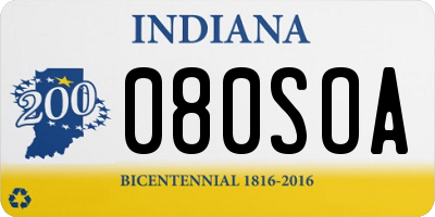 IN license plate 080SOA