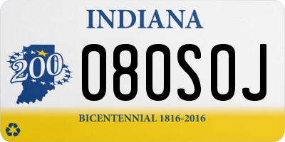 IN license plate 080SOJ