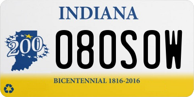 IN license plate 080SOW