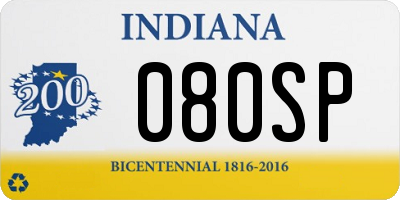 IN license plate 080SP