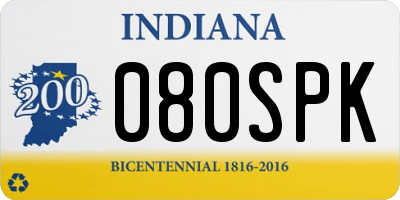 IN license plate 080SPK