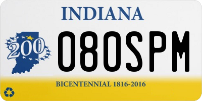 IN license plate 080SPM